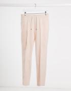 Asos Design Skinny Casual Linen Mix Suit Pants In Pink