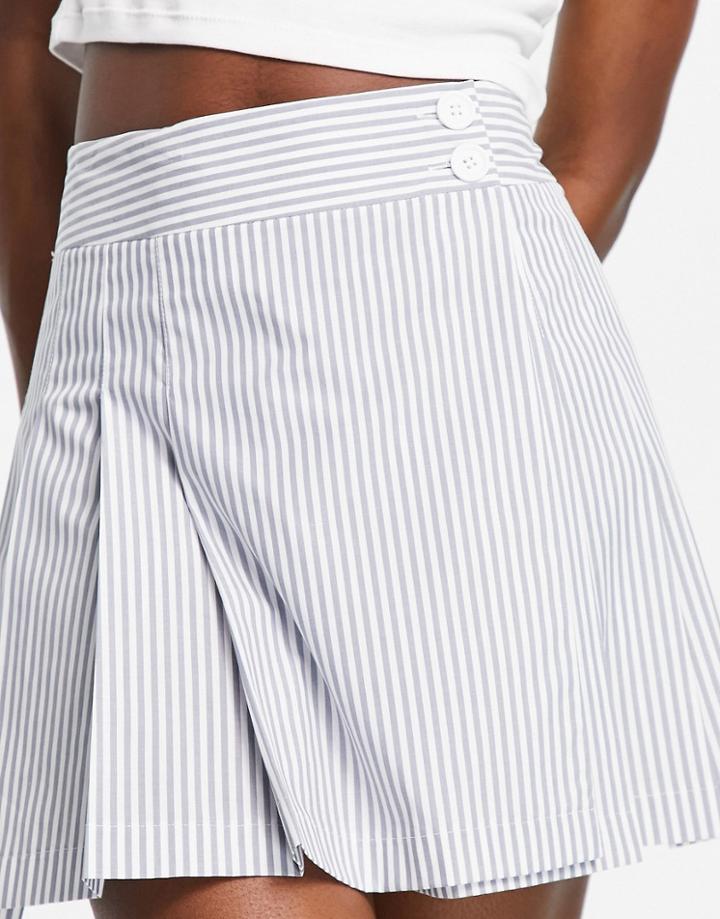 Topshop Stripe Tennis Skirt In Gray-grey