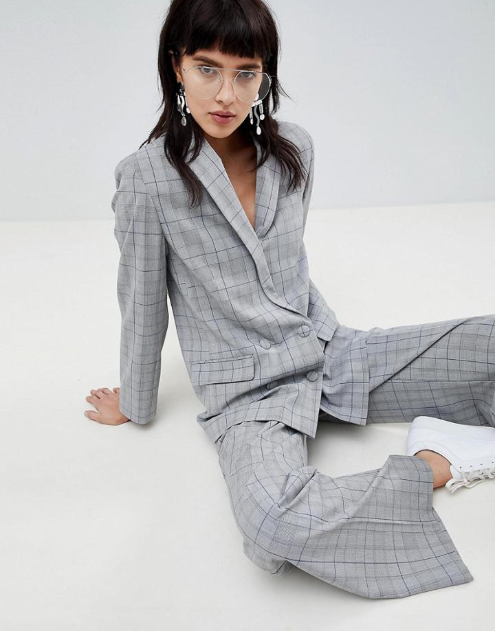 Asos Design Tailored Mansy Check Blazer-multi