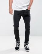 Ldn Dnm Super Skinny Jeans In Washed Black - Black