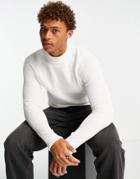Jack & Jones Mock Neck Sweater In Off White