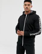 Armani Exchange Sleeve Logo Hooded Zip Through Sweat In Black - Black