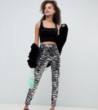 Bershka Tiger Sequin Leggings-silver