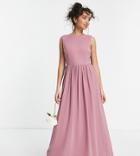 Tfnc Petite Bridesmaid Chiffon Maxi Dress With Deep Cowl Back In Lavender-purple