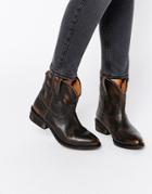 Mango Leather Western Ankle Boot - Brown