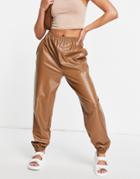 I Saw It First Faux-leather Jogger In Camel-neutral