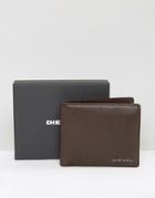 Diesel Hiresh Leather Wallet With Coin Pocket - Brown
