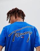 Tommy Jeans Signature Capsule Logo Front And Back Print T-shirt Relaxed Fit In Blue - Blue