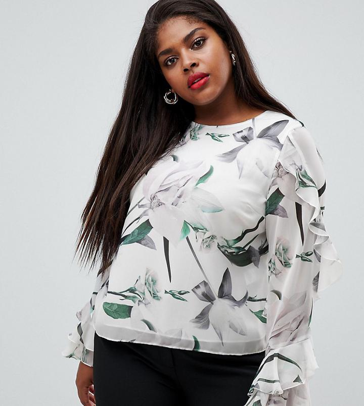 Coast Curve Lottie Frill Sleeve Top - Multi