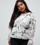 Coast Curve Lottie Frill Sleeve Top - Multi