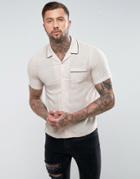 Asos Regular Fit Linen Viscose Shirt With Revere Collar In White - White