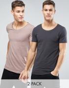 Asos 2 Pack Muscle T-shirt With Scoop Neck Save - Multi