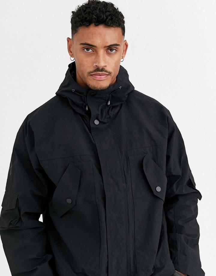 Asos Design Windbreaker Jacket With Utility Detail In Black