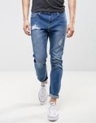 Ldn Dnm Slim Fit Jeans In Washed Blue - Blue