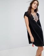 Seafolly Embroidered Linen Blend Beach Cover Up - Black