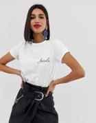 Vero Moda Smile Slogan T-shirt - White