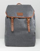 Asos Backpack In Gray Melton With Brown Straps - Gray