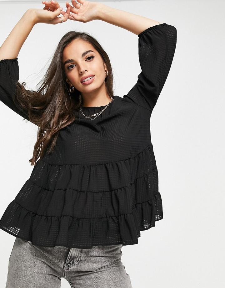 New Look Tiered Blouse In Black