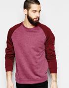 Only & Sons Sweatshirt With Contrast Raglan Sleeves - Burgundy