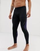Asos 4505 Running Tights With Contrast Panels In Quick Dry - Black