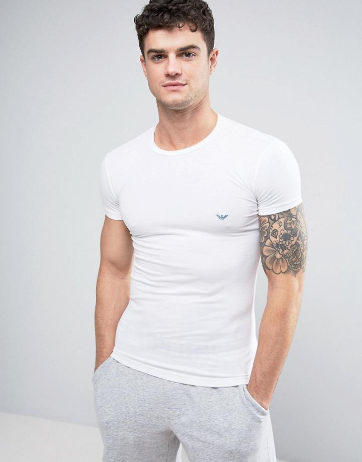 Emporio Armani Logo Crew Neck T-shirt In Muscle Fit - White