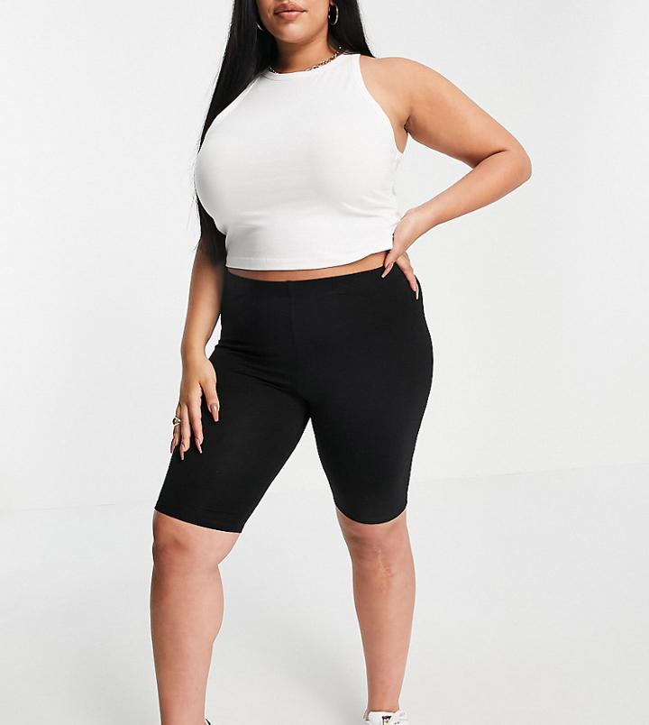 Asos Design Curve Basic Legging Shorts In Black