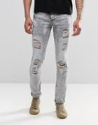 Sixth June Skinny Jeans With Distressing - Gray