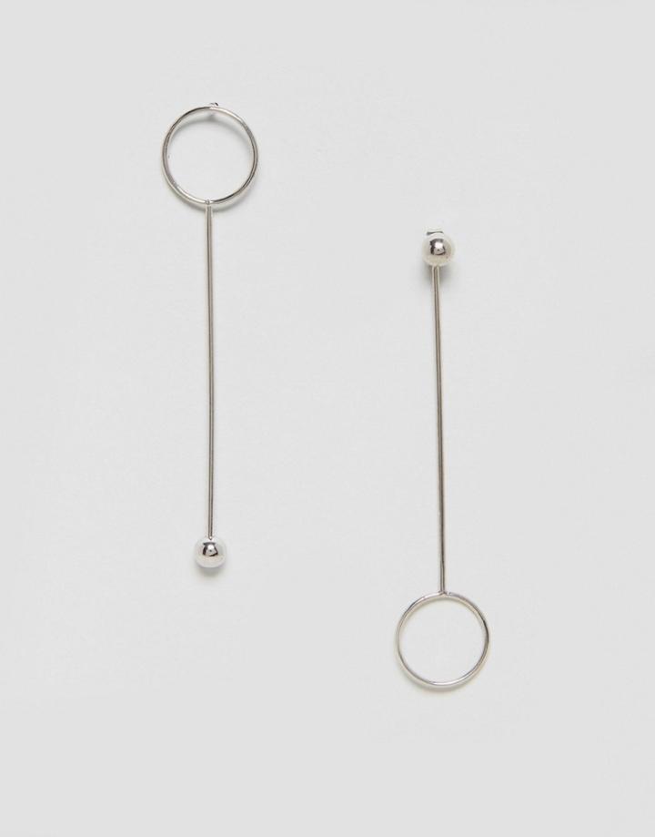 Pieces Drop Hoop And Stud Earrings - Silver