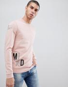 Asos Design Muscle Sweatshirt With Mind Print In Pink - Pink