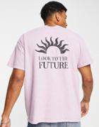 New Look T-shirt With Future Print In Overdye Pink