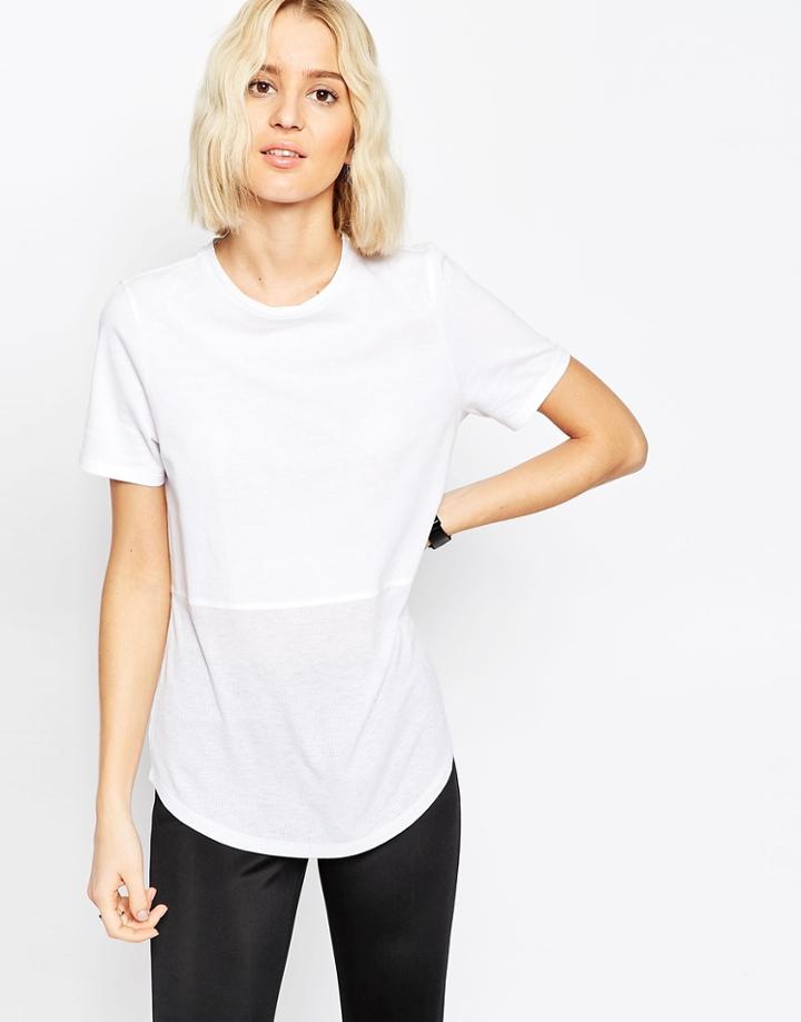 Asos Contrast Ribbed Panel T-shirt - White
