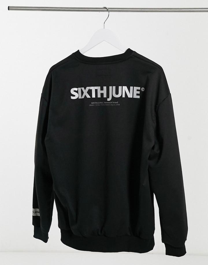 Sixth June Reflective Logo Back Sweatshirt In Black