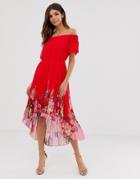 Ted Baker Gillyy Bardot Dress In Berry Sundae - Red