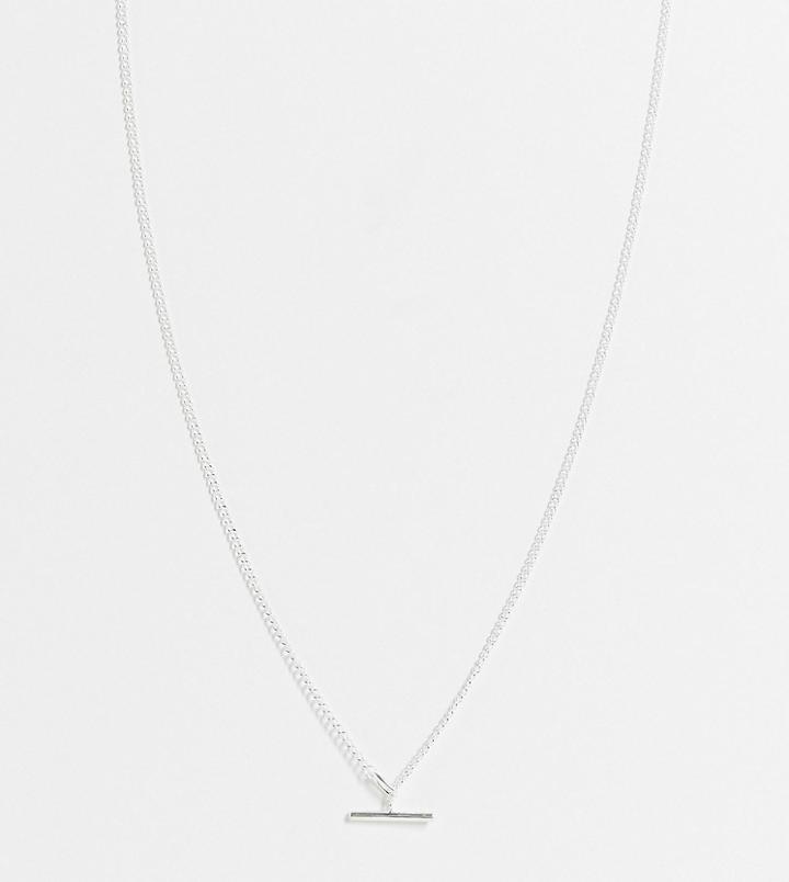 Asos Design Sterling Silver T Bar Necklace