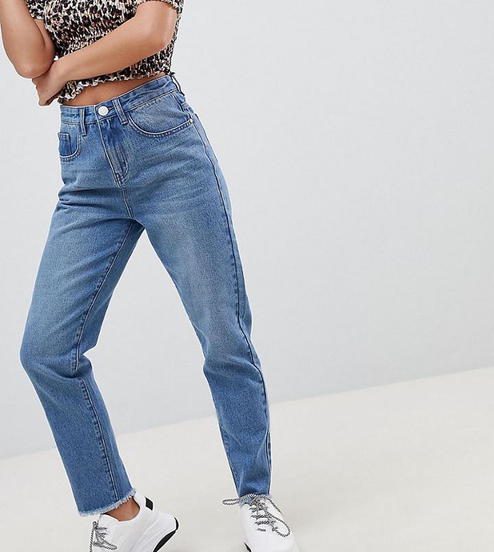 Boohoo Petite High Waist Mom Jeans - Blue