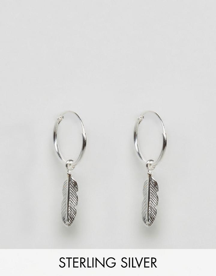 Reclaimed Vintage Inspired Feather Earrings In Sterling Silver - Silver