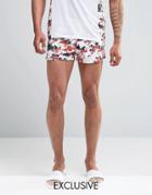 Hype Retro Shorts In Leaves Print - White