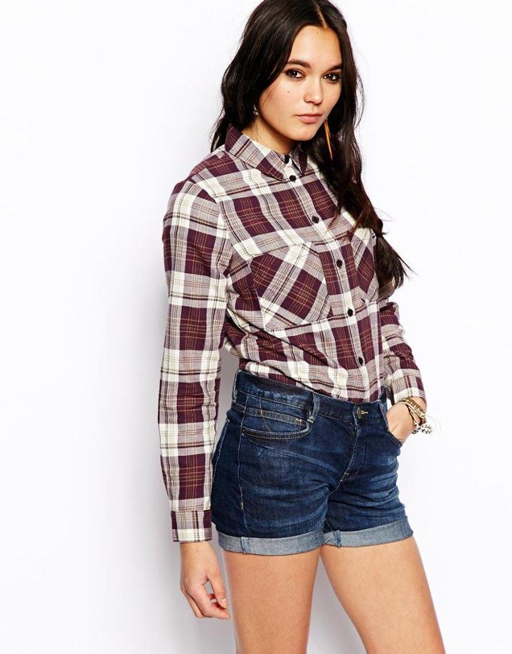 Asos Long Sleeve Soft Purple Check Shirt