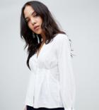 Vero Moda Tall Volume Tie Sleeve Blouse-white
