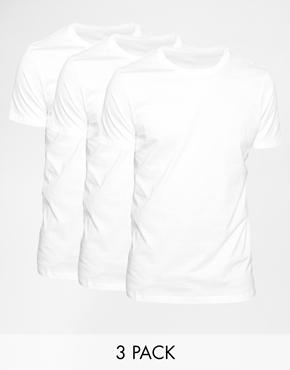 Asos T-shirt With Crew Neck 3 Pack Save 22% - White