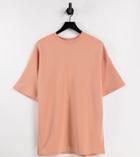 Selected Exclusive Unisex Organic Cotton Oversized Sweat T-shirt In Coral-orange