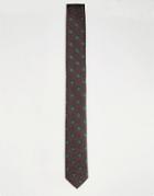 Asos Tie In Burgundy Crest Print - Red