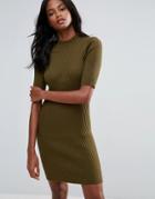 First & I Knitted Turtleneck Dress - Green