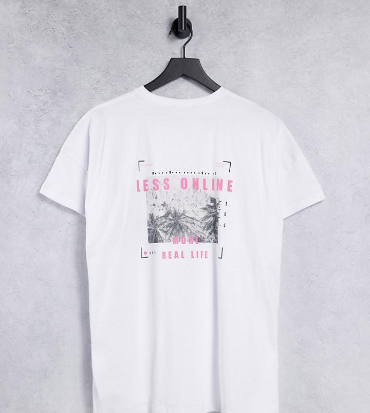 Noisy May Curve Slogan T-shirt In White