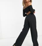 Asos Design Petite Low Rise Straight Leg Sweatpants With Pintuck In Black
