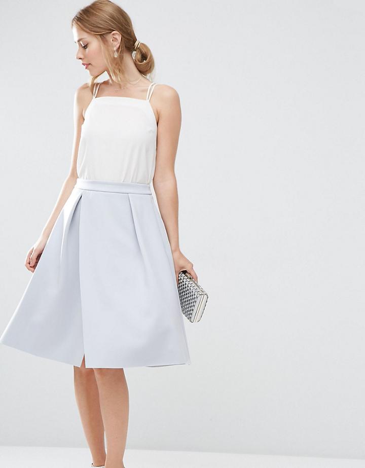 Asos Petite Scuba Prom Skirt With Wrap - Blue