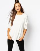 Monki Rib Detail Jersey Top - White