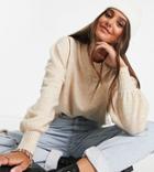 Asos Design Tall Boxy Sweater With Crew Neck In Oatmeal-neutral