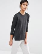 Selected Maia Fine Gage Sweater In Dark Gray Melange - Dark Gray Melange