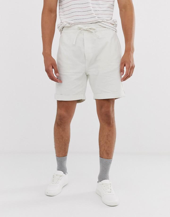 Bershka Jogger Shorts In Stone-gray